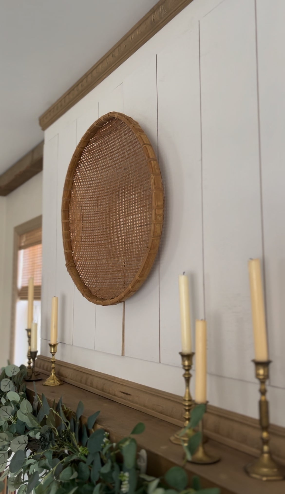 Large Vintage Woven Winnowing Basket (2 available, 1 slightly larger)
