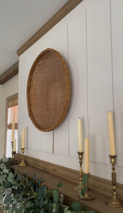 Large Vintage Woven Winnowing Basket (2 available, 1 slightly larger)