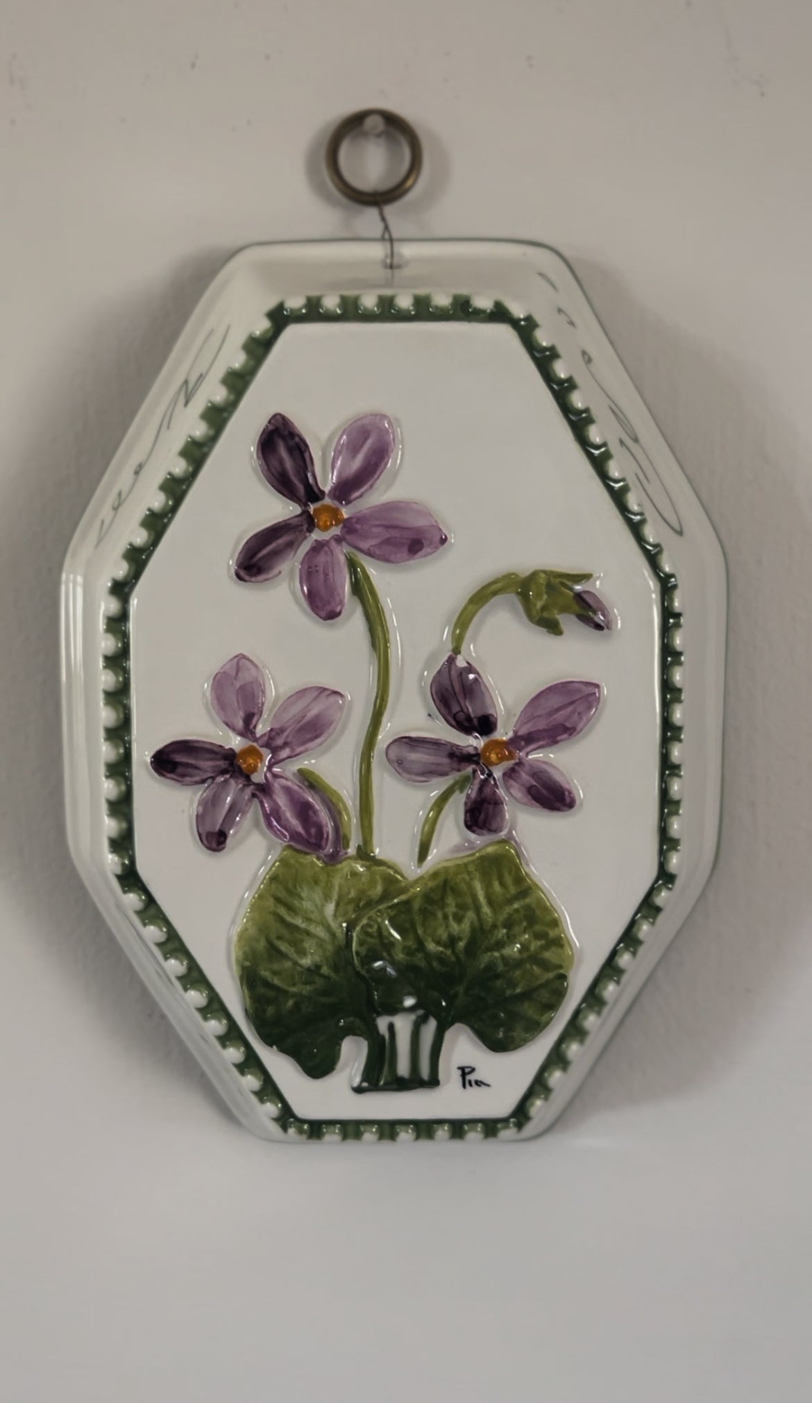 Floral Ceramic Wall Hanging - Hand-painted Made in Italy