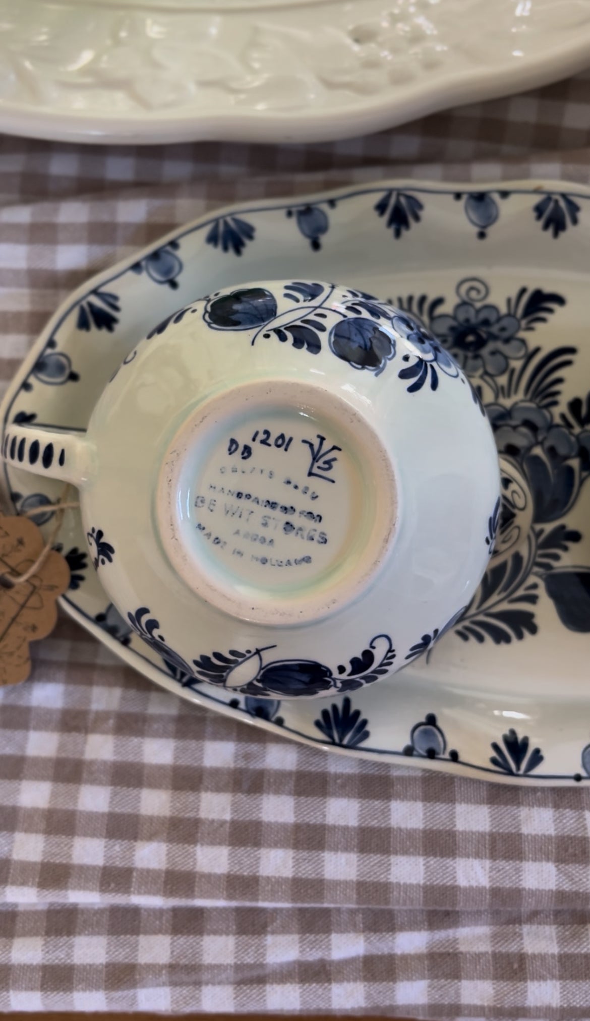 Delft Holland Teapot, Sugar Dish, Creamer, and Tray Set