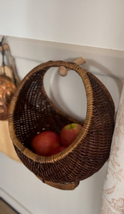 Rounded Crescent Shaped Vintage Two-Toned Storage Basket