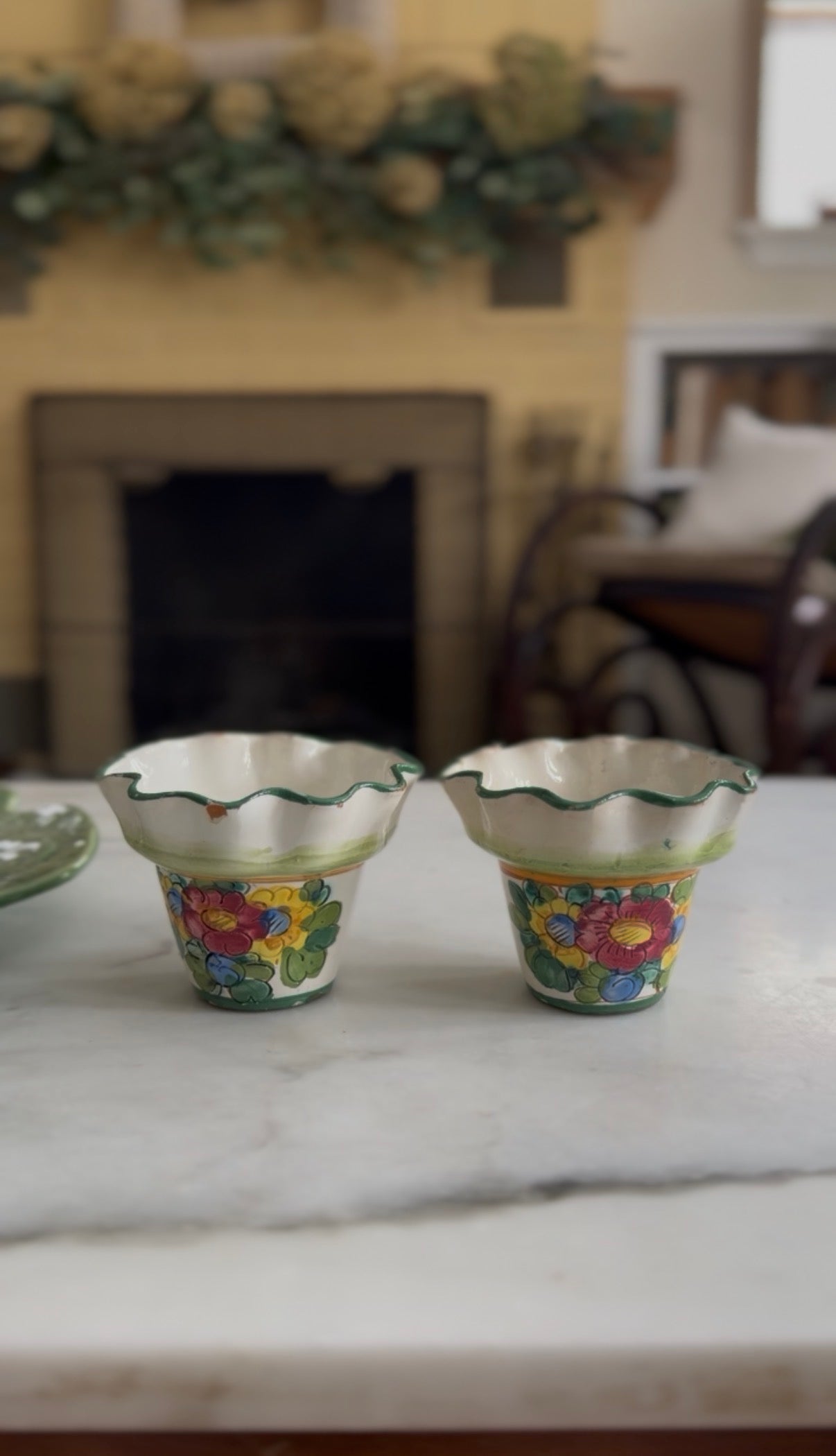 Set of 2 Vintage Floral Planters