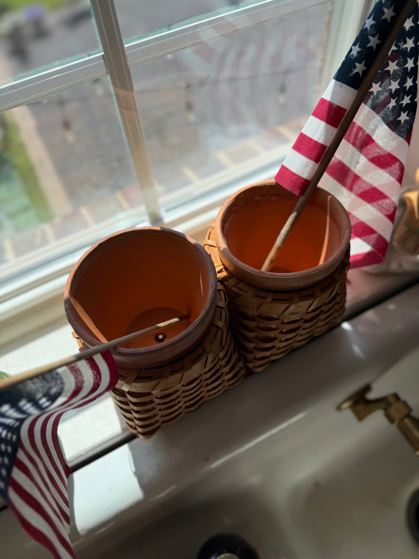 Double Basket with Terra Cotta Pots