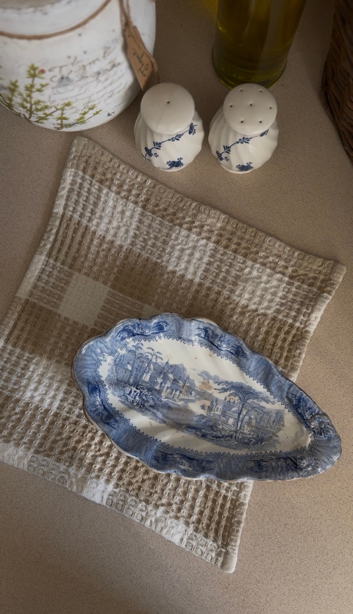 Antique Blue and White Ironstone Dish in pattern "Siam" by J. Clementson