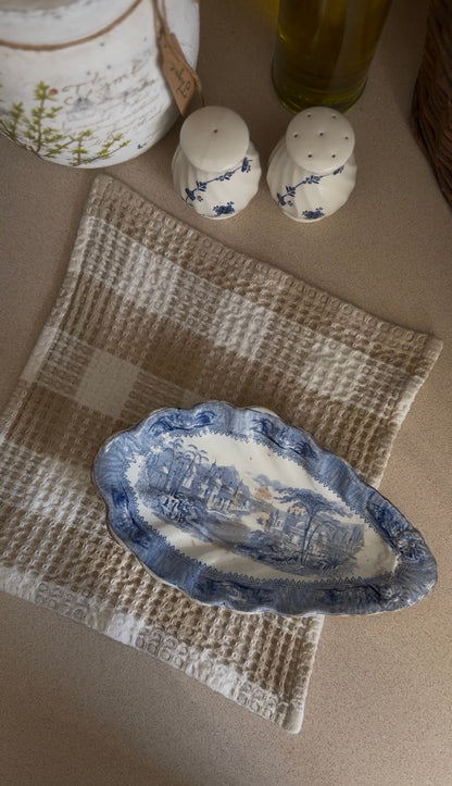 Antique Blue and White Ironstone Dish in pattern "Siam" by J. Clementson
