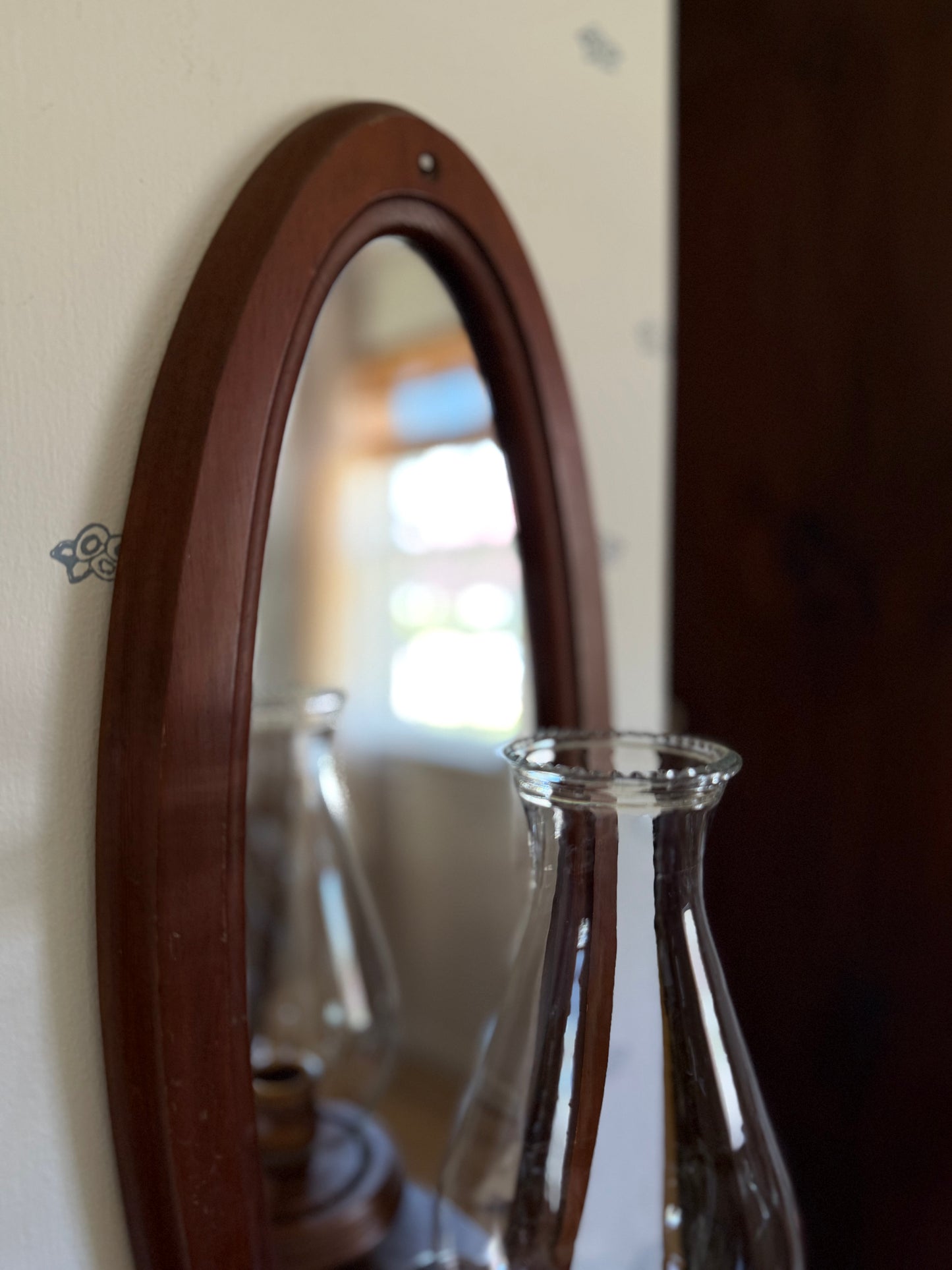 Large Mirrored Wooden Sconce with Hurricane Globe