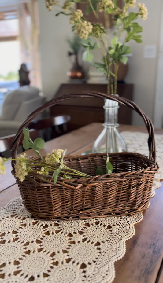 Woven Stick Basket with Handle