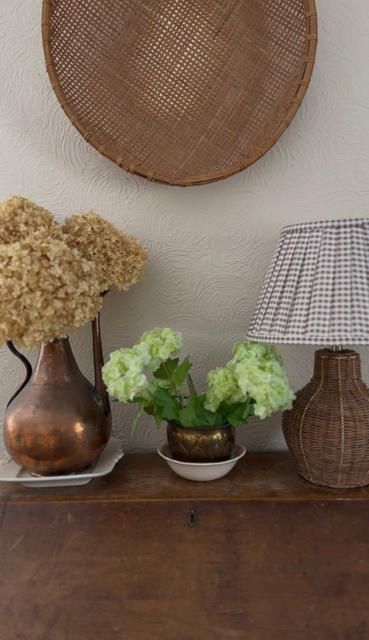 Brass Heart Planter with Red Floral Meakin Staffordshire England Bowl (flowers not included)