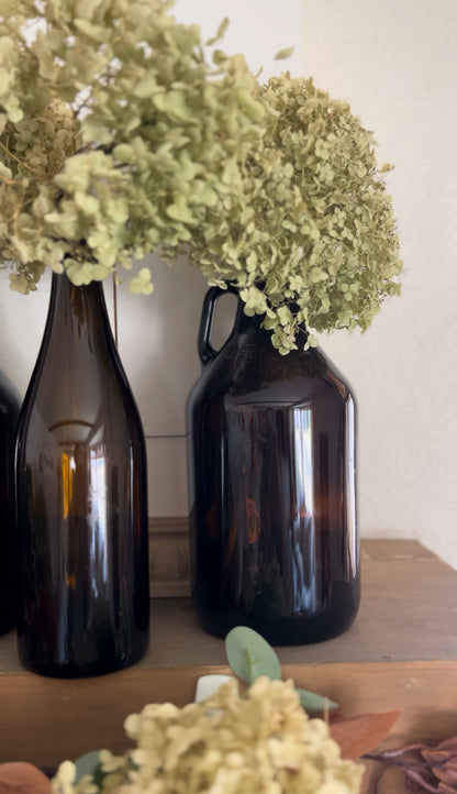 Amber Glass Bottles - each sold separately (2 growlers and 1 bottle available)