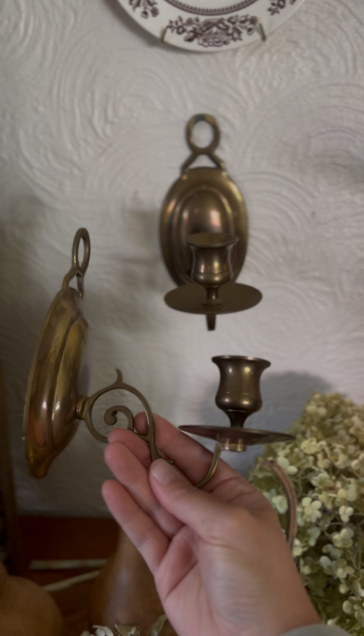Set of 2 Brass Candle Sconces
