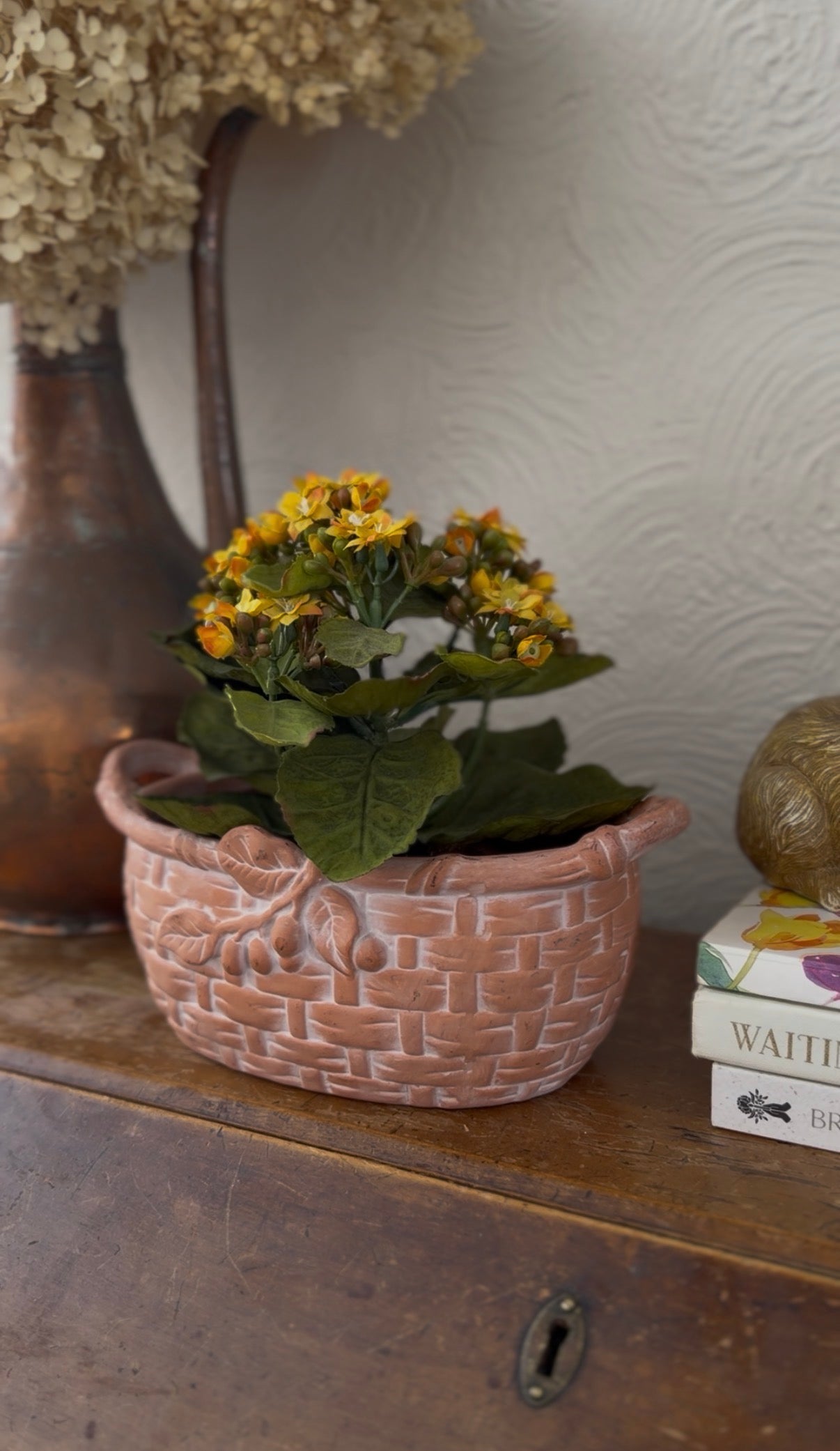Terracotta Basket Planter (flowers not included)