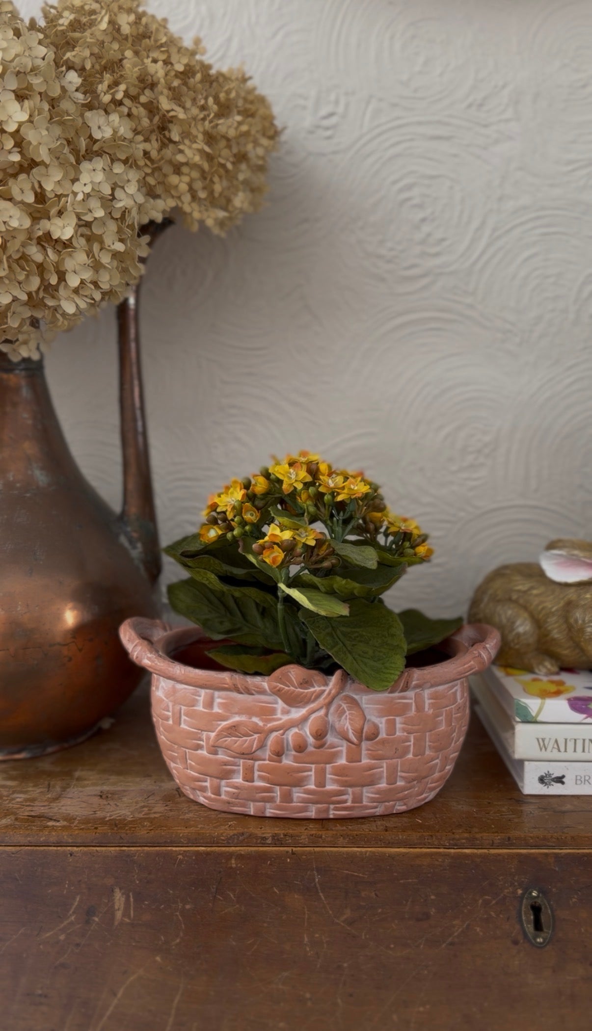 Terracotta Basket Planter (flowers not included)