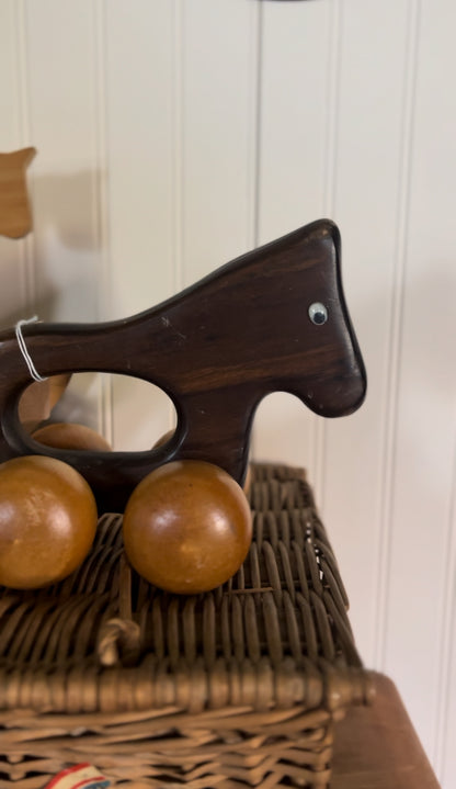 Solid Wood Horse Push Toy