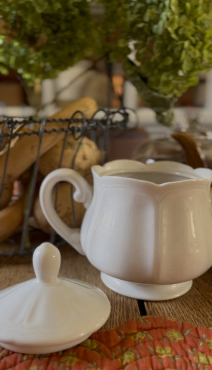 White Ironstone Sugar Dish