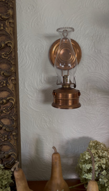 Copper Hurricane Oil Lamp Wall Hanging