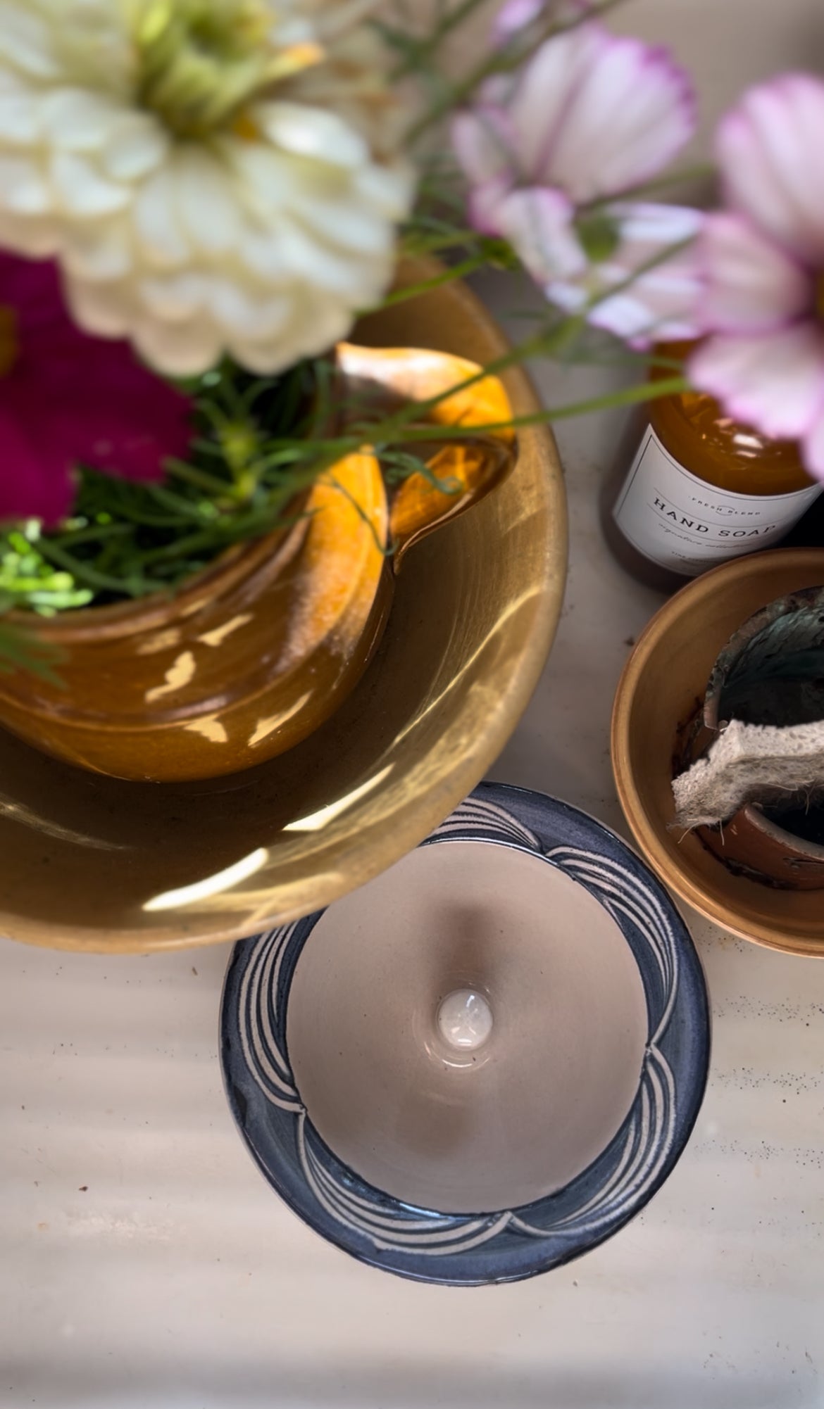 Blue and White Pottery Apple Baker Baking Dish