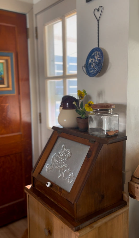 Vintage Solid Wood Bread Box