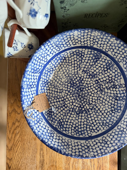 Ceramic Bowl with Blue Sponge Design made in Italy