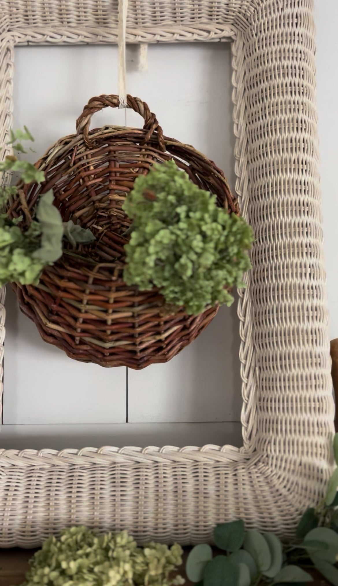 Multi-Colored Woven Stick Hanging Basket