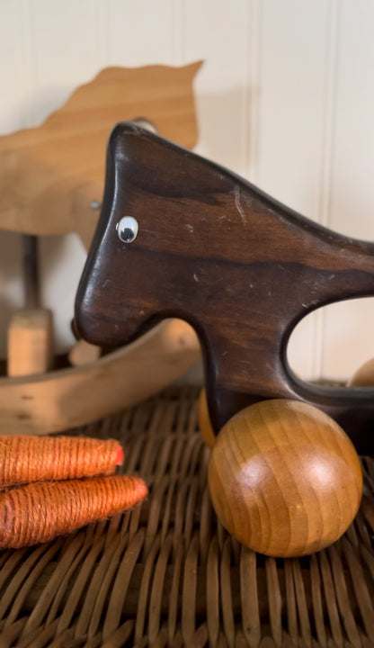 Solid Wood Horse Push Toy
