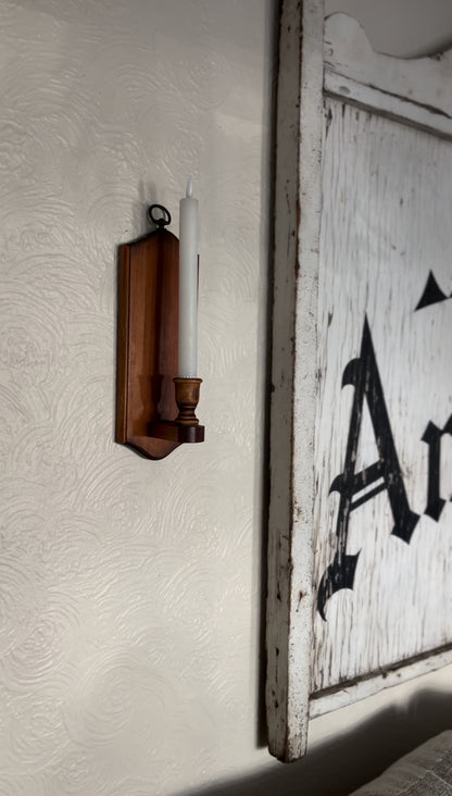 Set of Two Wooden Sconces (*candle not included)