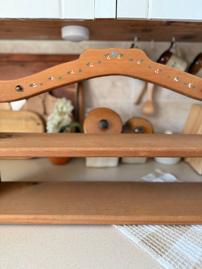 Wooden Shelf with Hand-painted Vine