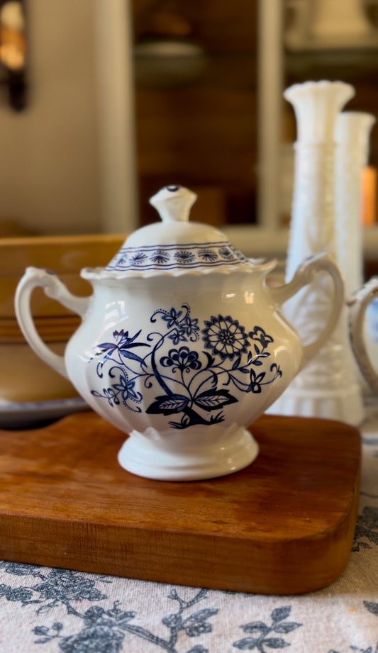Blue Nordic English Ironstone Sugar Dish