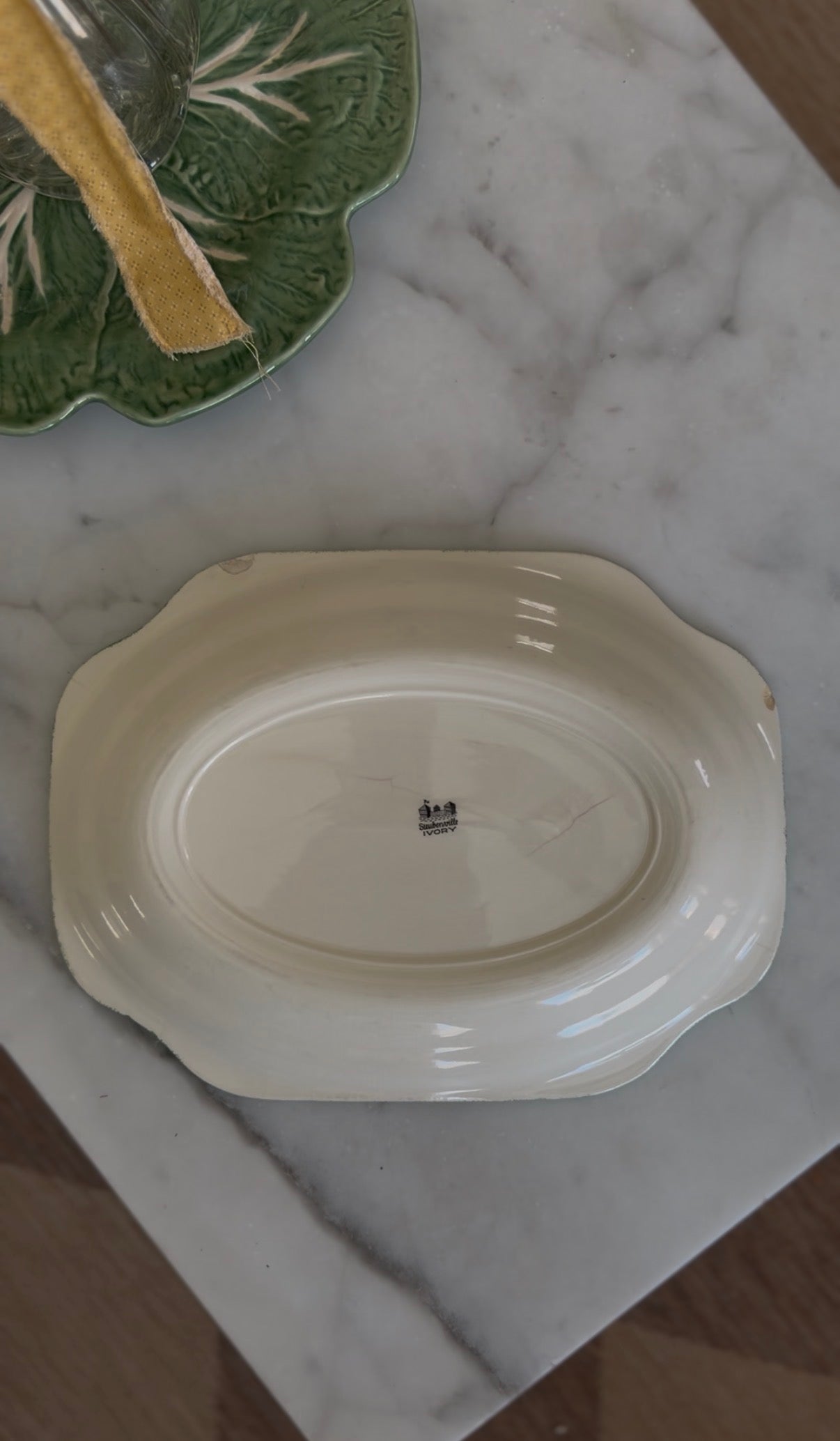 Green Floral Steubenville Ivory Platter