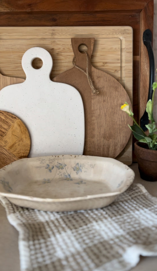 Semi-Porcelain W.M. Co Blue Floral Bowl