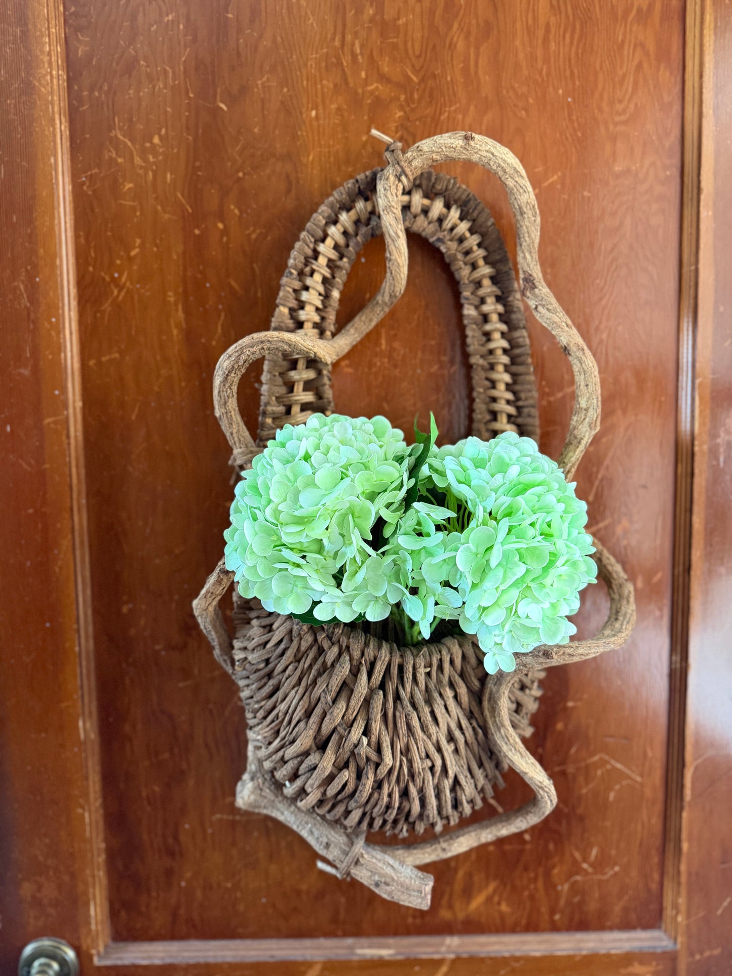 Handwoven Willow and Branch Hanging Basket