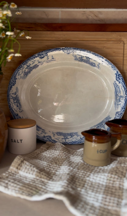 "Old Dutch" Blue and White Transferware Ironstone Platter made in England
