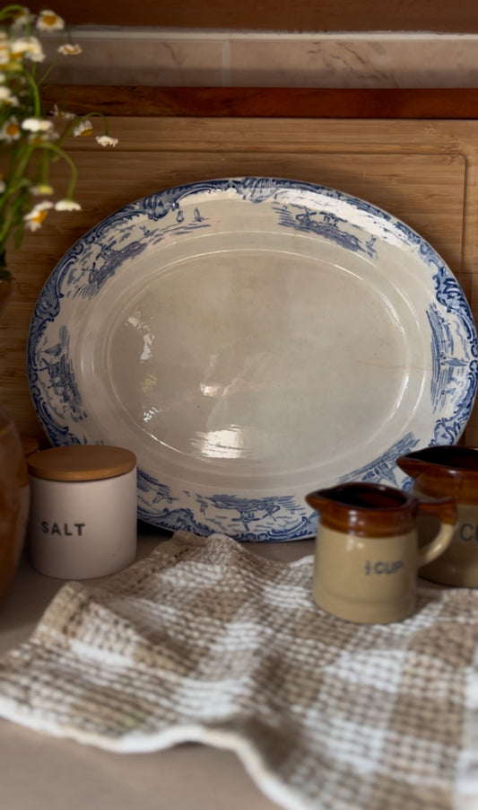 "Old Dutch" Blue and White Transferware Ironstone Platter made in England