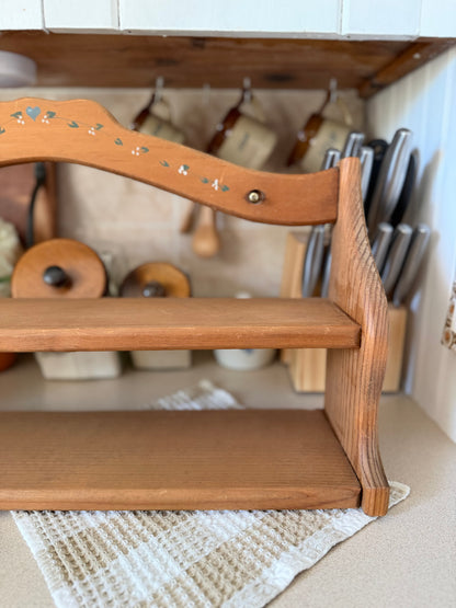 Wooden Shelf with Hand-painted Vine