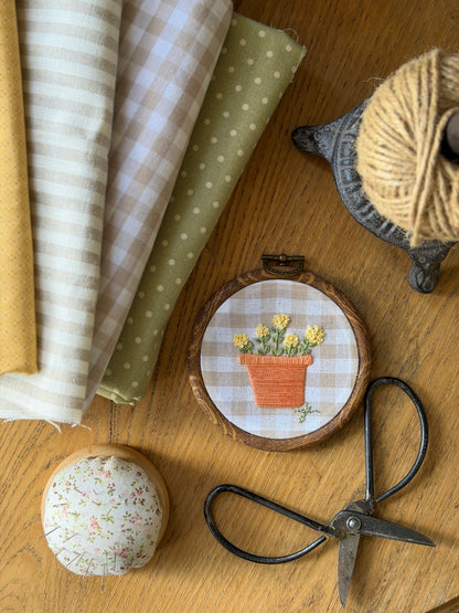 Terra-Cotta Pot with Yellow Flower Embroidery Magnet