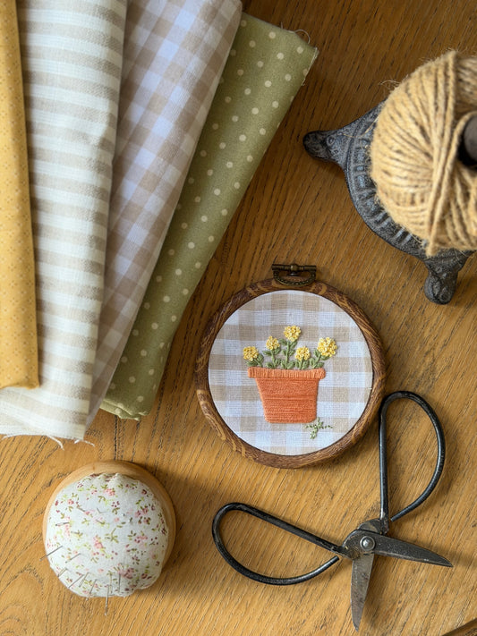 Terra-Cotta Pot with Yellow Flower Embroidery Magnet