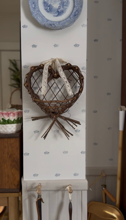 Woven Stick Heart Shaped Basket