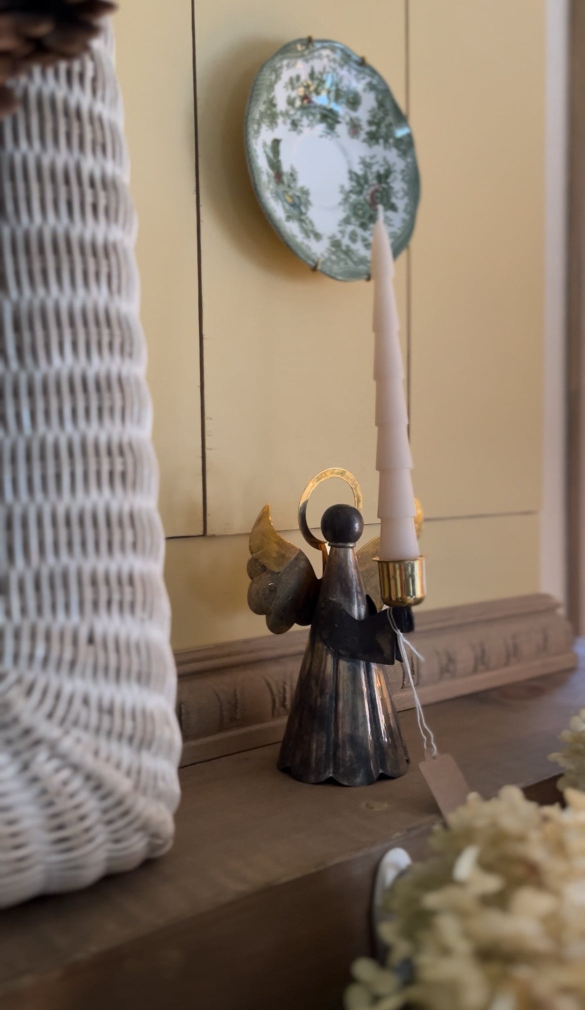 Brass and Silver Plated Angel Candle Holder