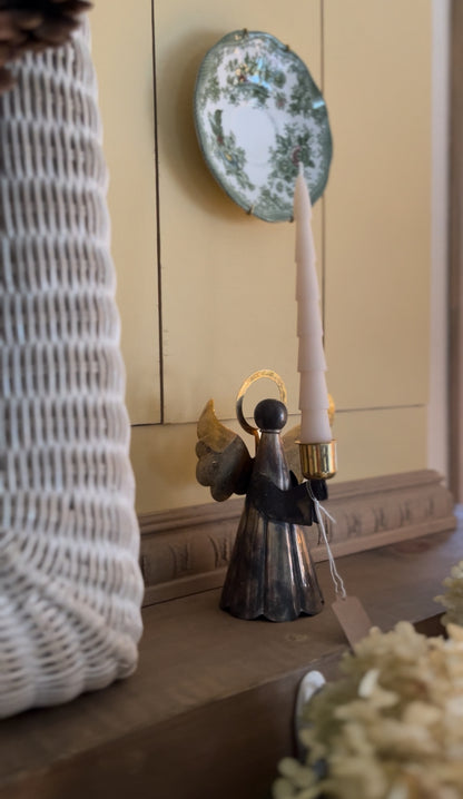 Brass and Silver Plated Angel Candle Holder