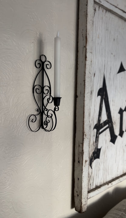 Set of Two Black Metal Sconces (*candle not included)