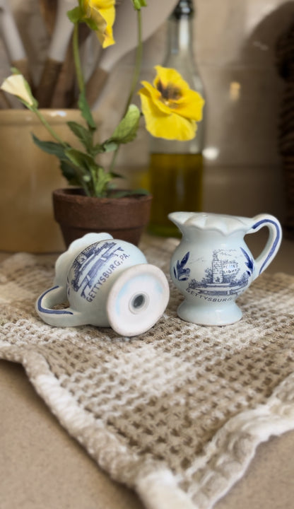 Blue and White Floral Gettysburg PA Salt and Pepper Shakers