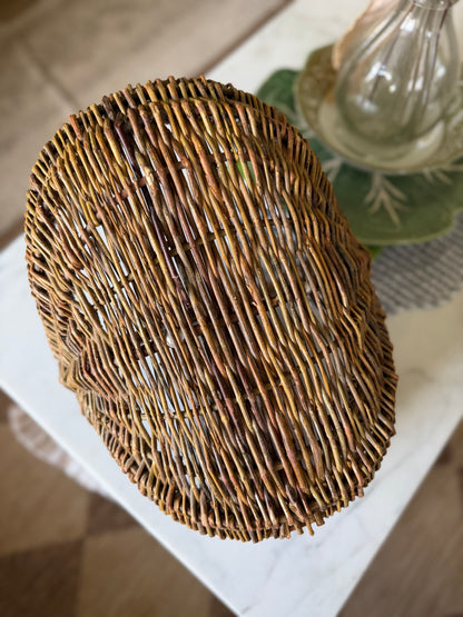 Hand-Woven Willow Buttocks Gathering Basket (flowers not included)