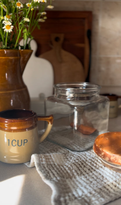 Glass Canister with Solid Wood Lid (small wooden spoon included)