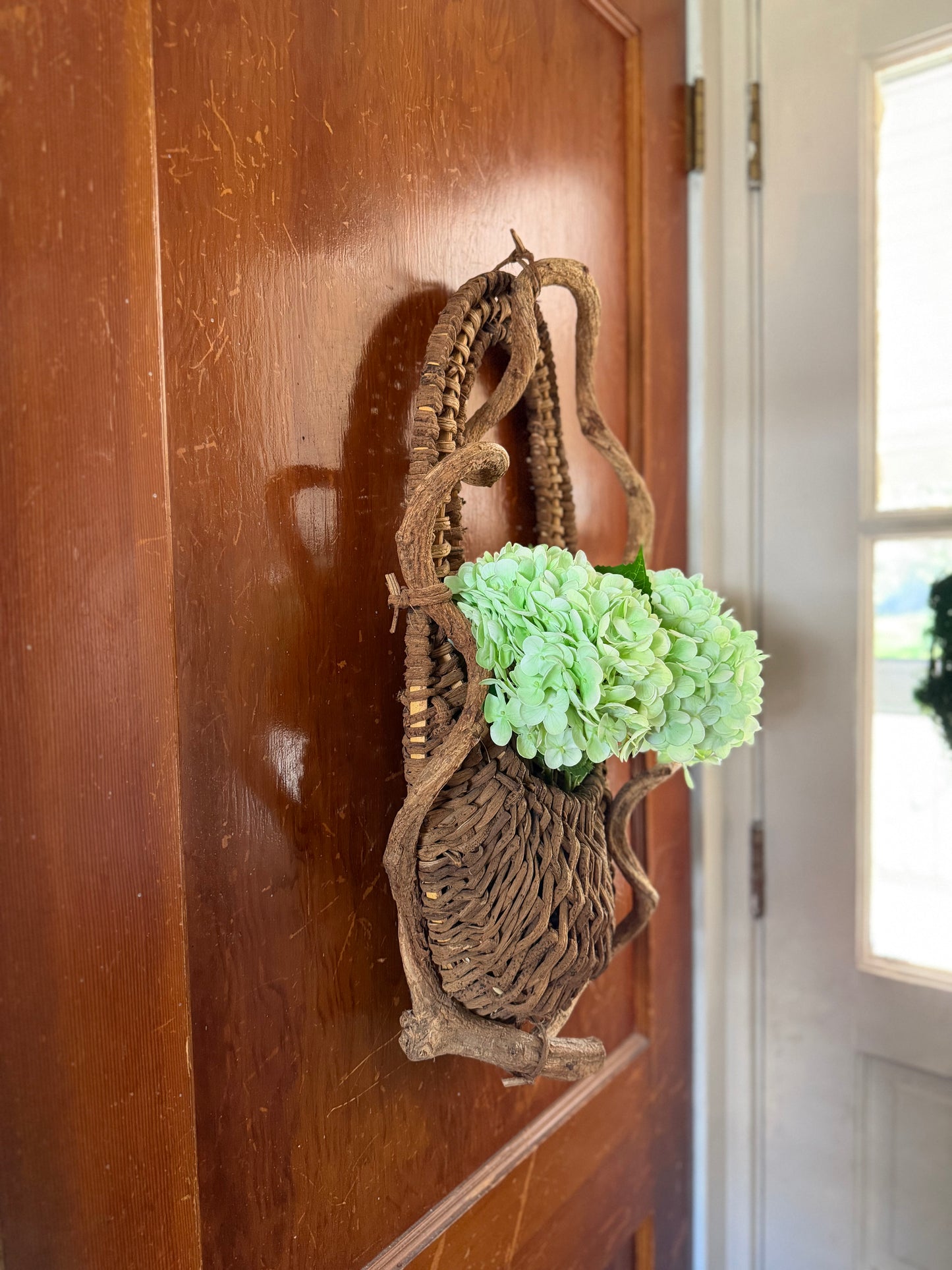 Handwoven Willow and Branch Hanging Basket