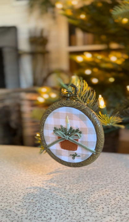 Small Terracotta Pot Candle Embroidery Ornament