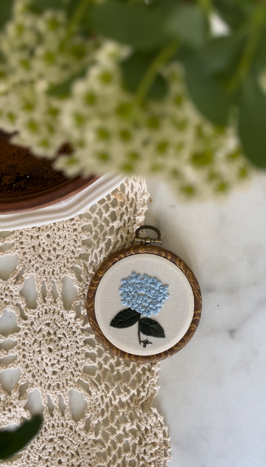 Blue Hydrangea Embroidery Magnet