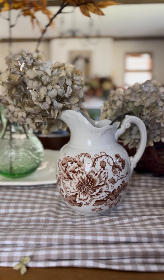 Brown Floral Pitcher