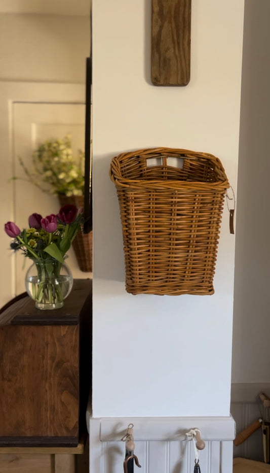 Light-Colored Wicker Hanging Basket
