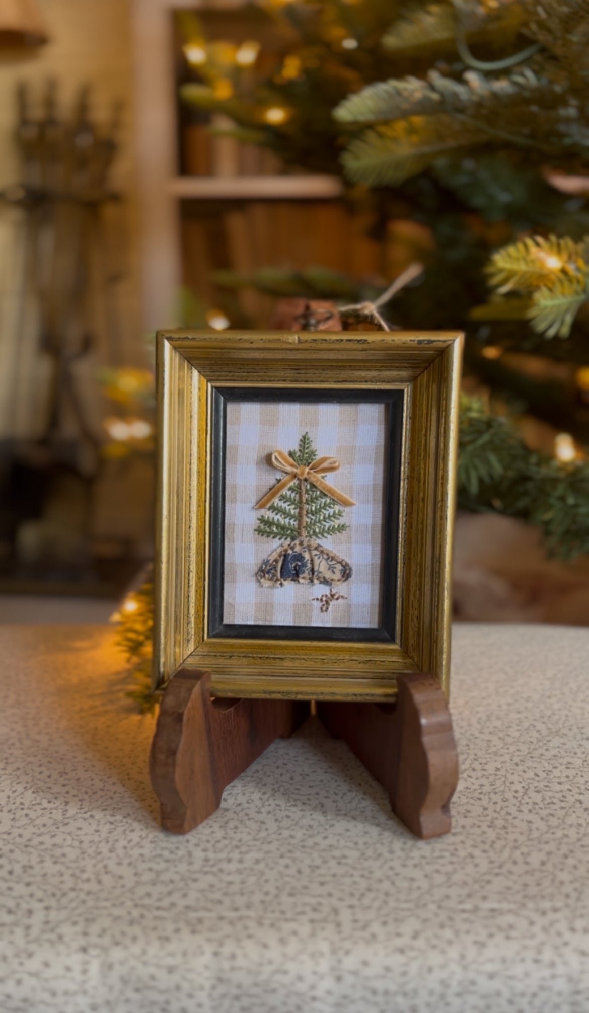 Christmas Tree with Blue and White Tree Skirt Embroidery Frame