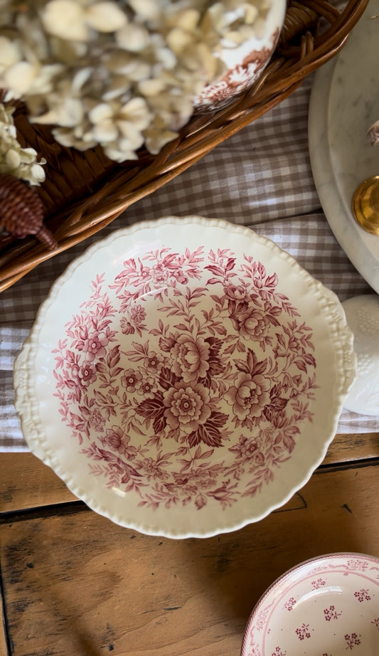 Printemps Grindley England Red Floral Serving Bowl