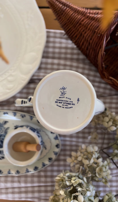 Delft Holland Teapot, Sugar Dish, Creamer, and Tray Set